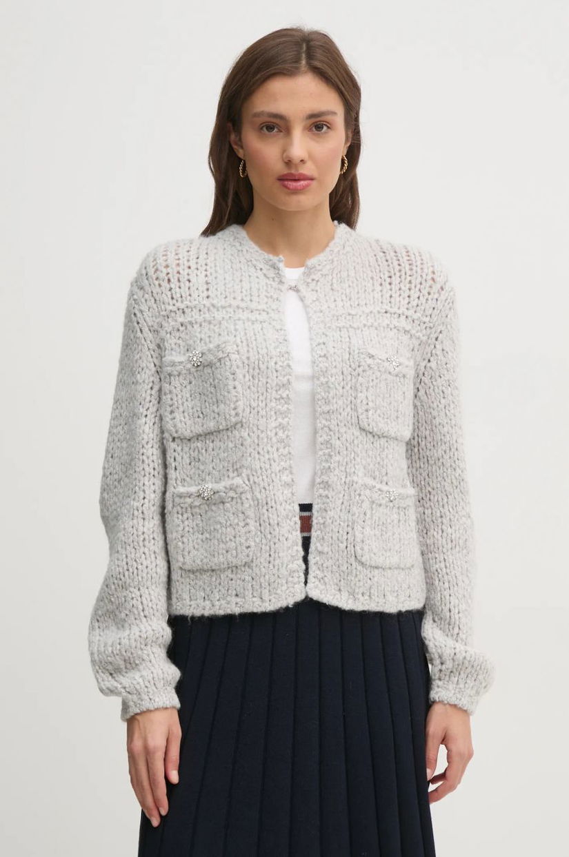 OUI cardigan din amestec de lana culoarea gri, 90614