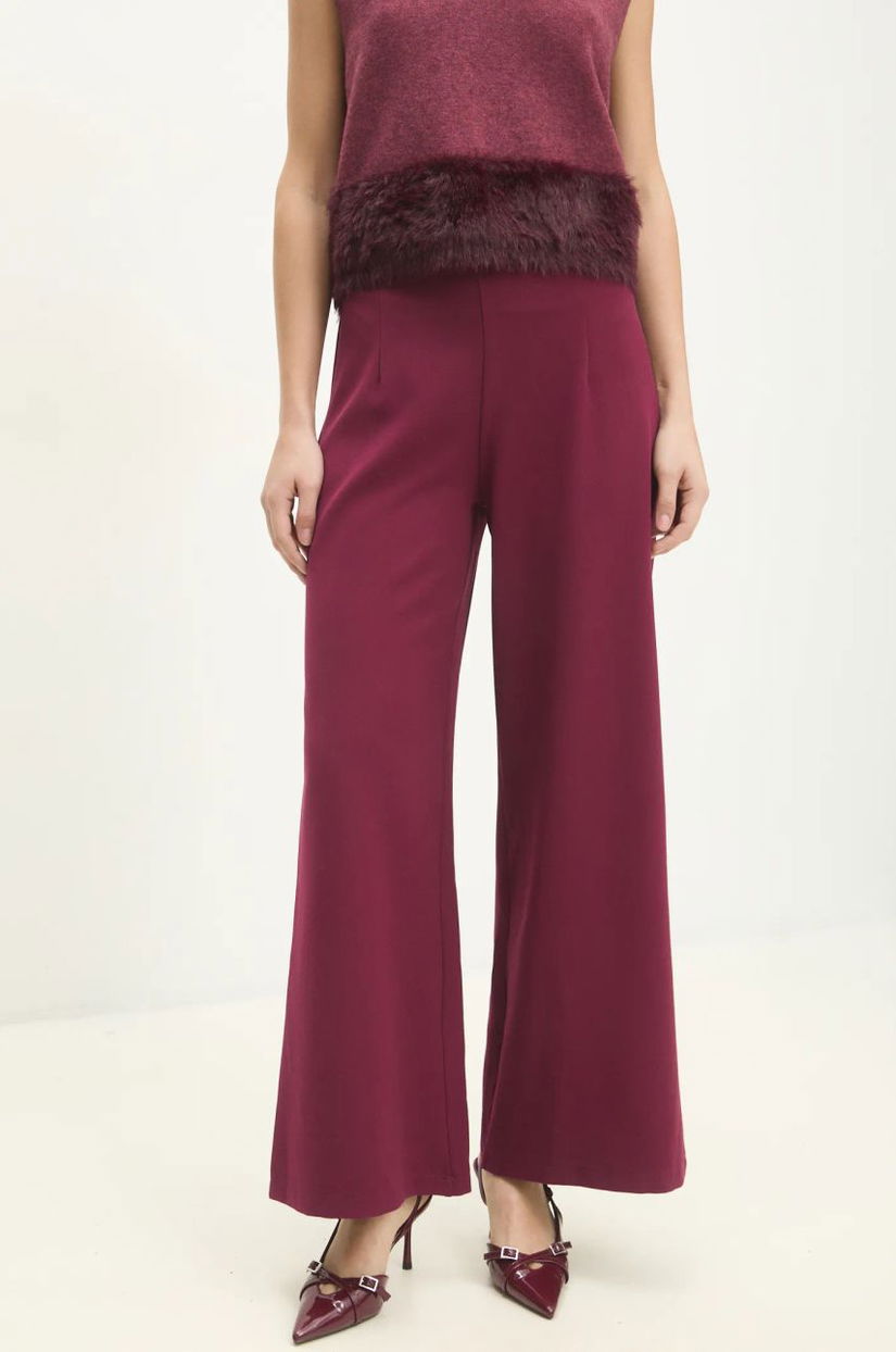 Answear Lab pantaloni femei, culoarea bordo, evazati, high waist