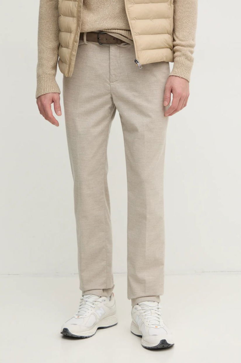 Hackett London pantaloni barbati, culoarea bej, cu fason chinos, HM212679R