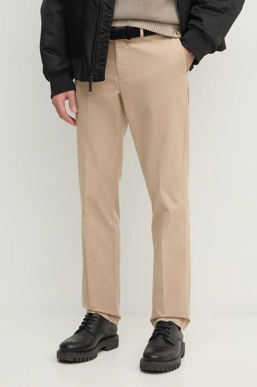 Hackett London pantaloni barbati, culoarea bej, cu fason chinos, HM212488R