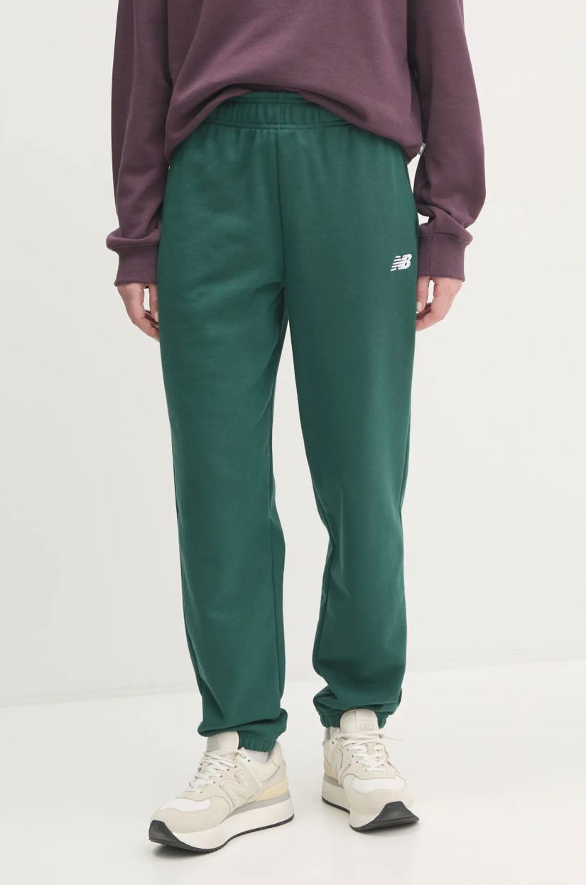 New Balance pantaloni de trening culoarea verde, neted, WP41500NWG