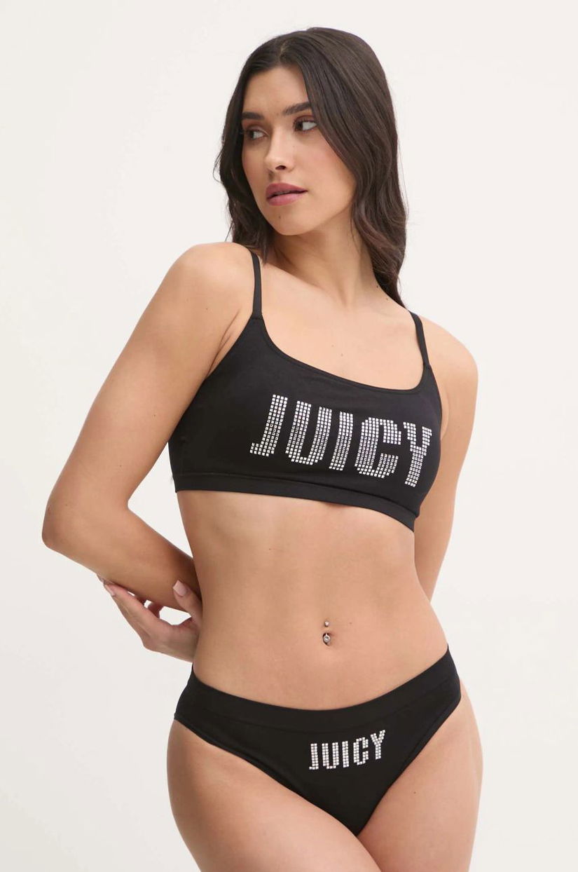 Juicy Couture compleu JUICY SLOGAN BRALETTE culoarea negru, JCTUS125957