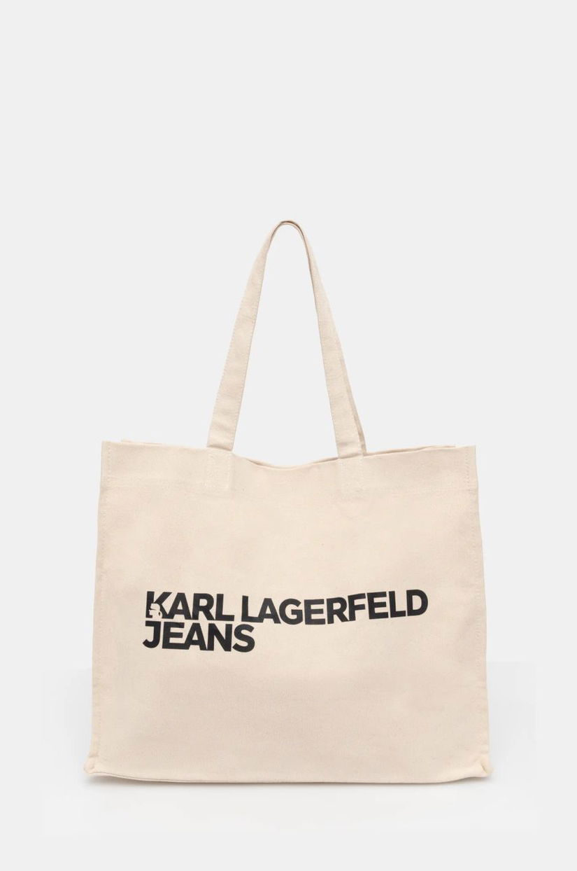 Karl Lagerfeld Jeans geanta de bumbac culoarea bej, A1W50002