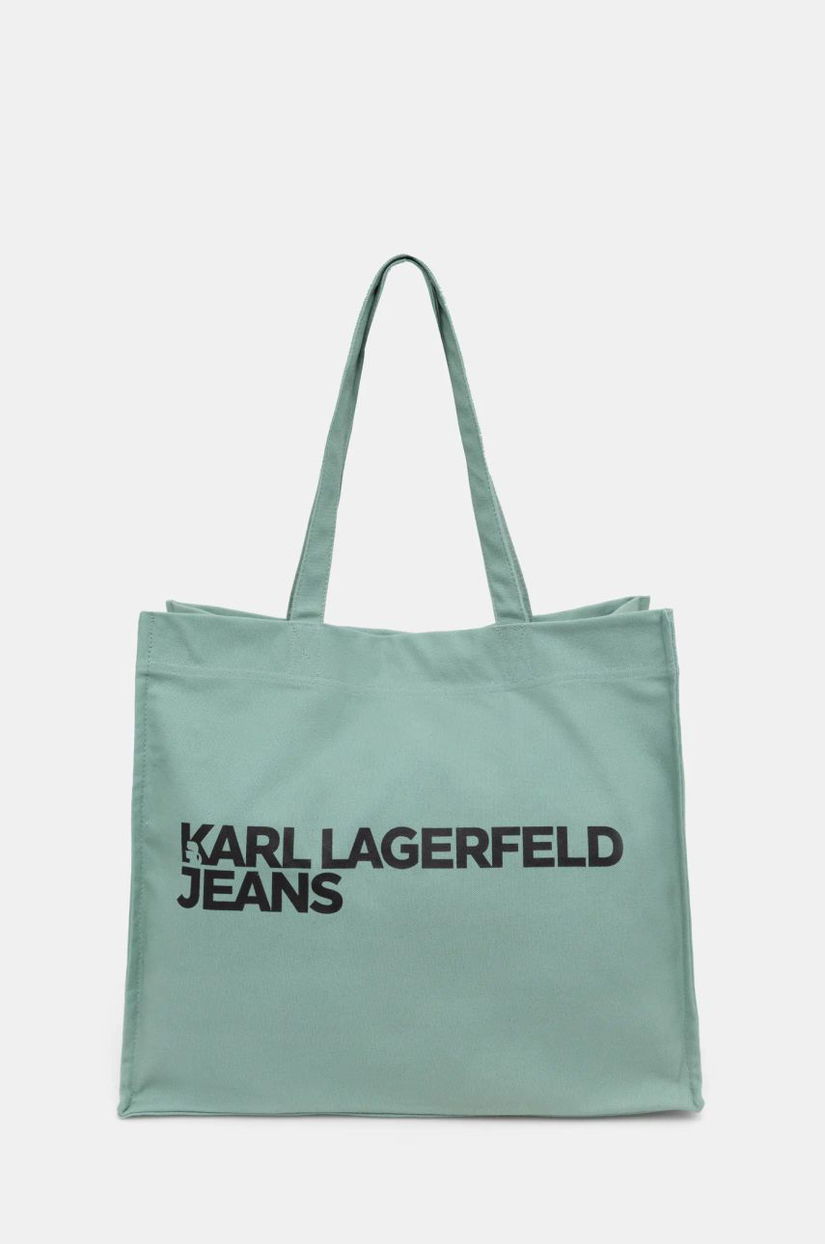 Karl Lagerfeld Jeans geanta de bumbac culoarea verde, A1W50002