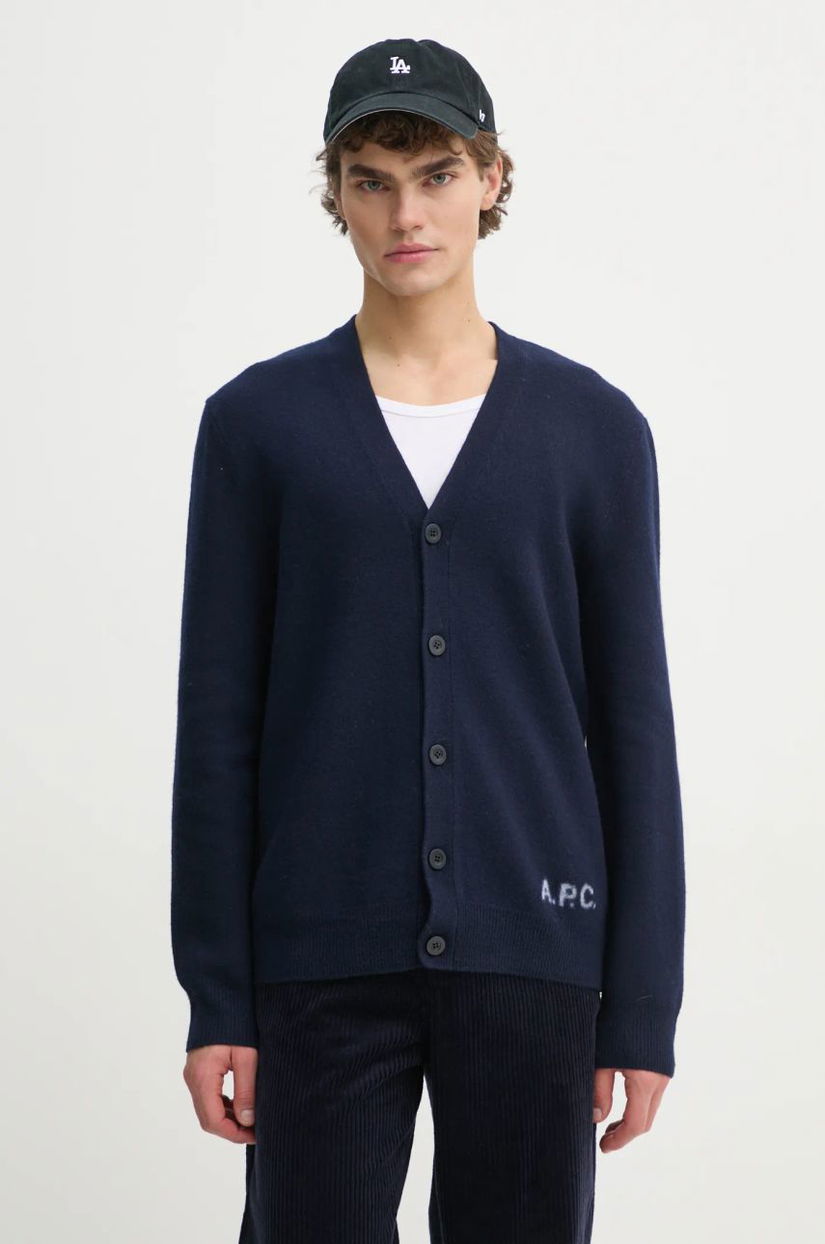 A.P.C. cardigan din lana kenny culoarea albastru marin, WVBDK.H22305