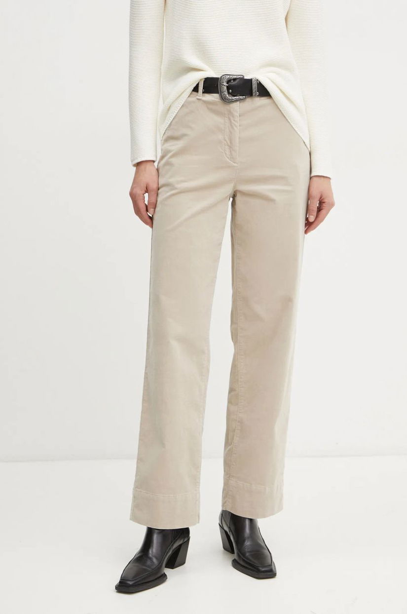 Marc O'Polo pantaloni de catifea cord culoarea bej, lat, high waist, 500103510243