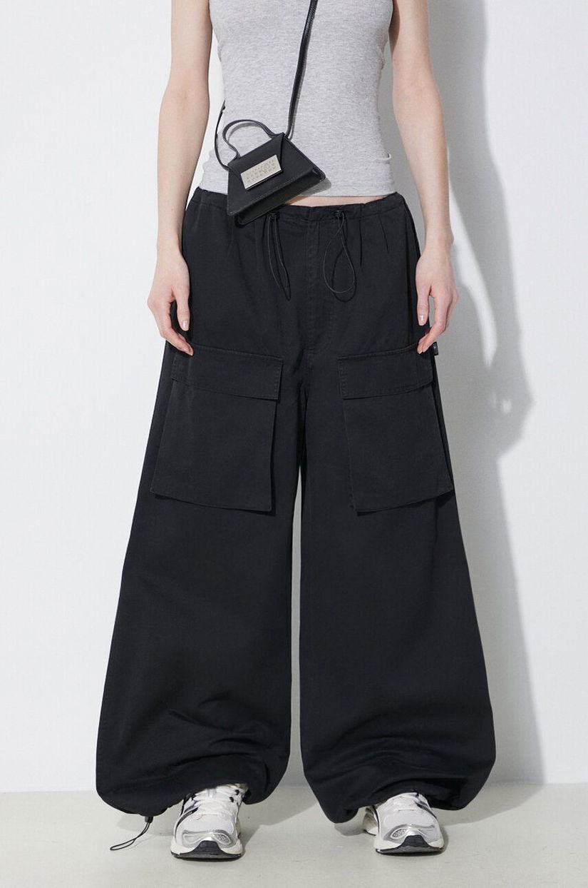 MM6 Maison Margiela pantaloni femei, culoarea negru, lat, high waist, S52KA0478