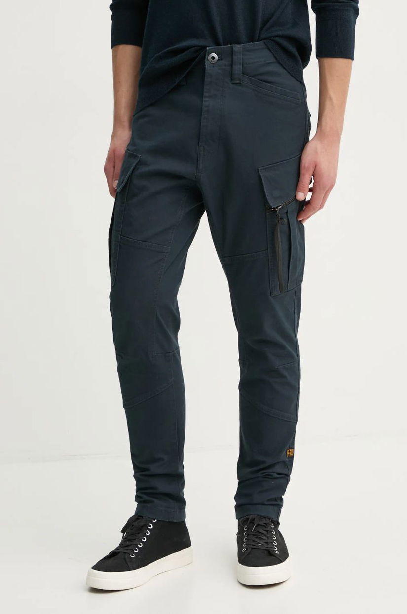 G-Star Raw pantaloni barbati, culoarea albastru marin, cu fason cargo, D24307-D504