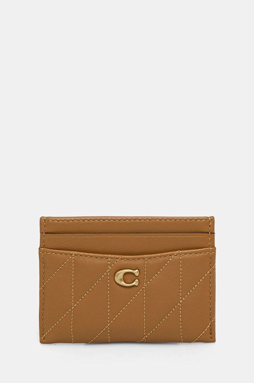 Coach carcasa din piele Essential Card Case culoarea bej