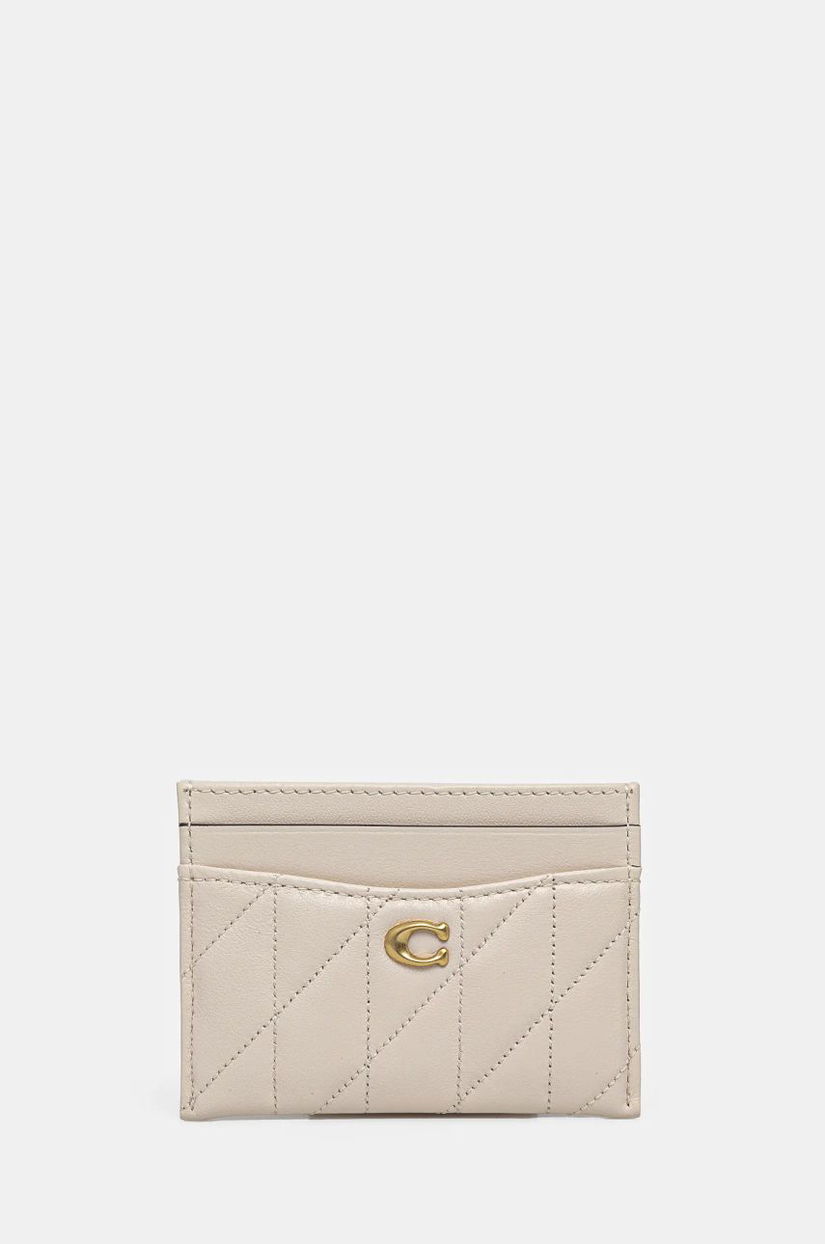 Coach carcasa din piele Essential Card Case culoarea bej