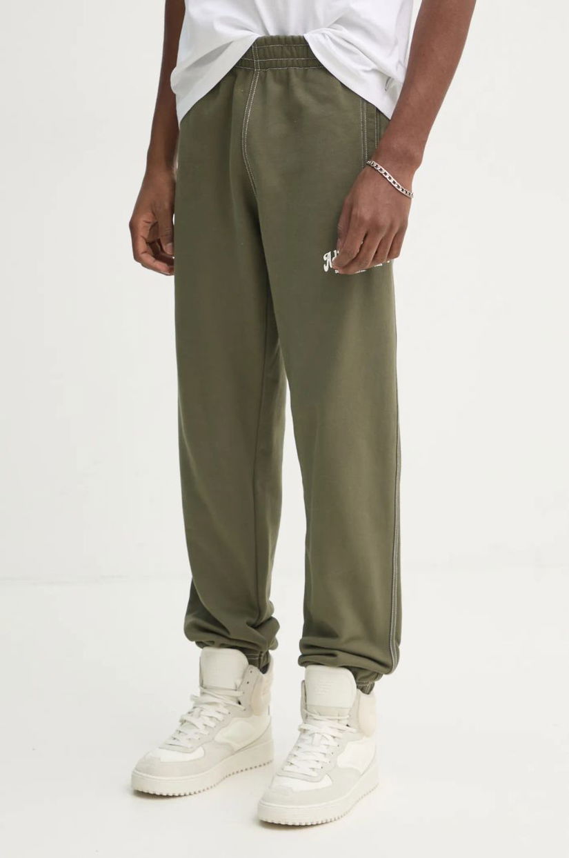 adidas Originals pantaloni de trening din bumbac Wabash culoarea verde, cu imprimeu, JP4486