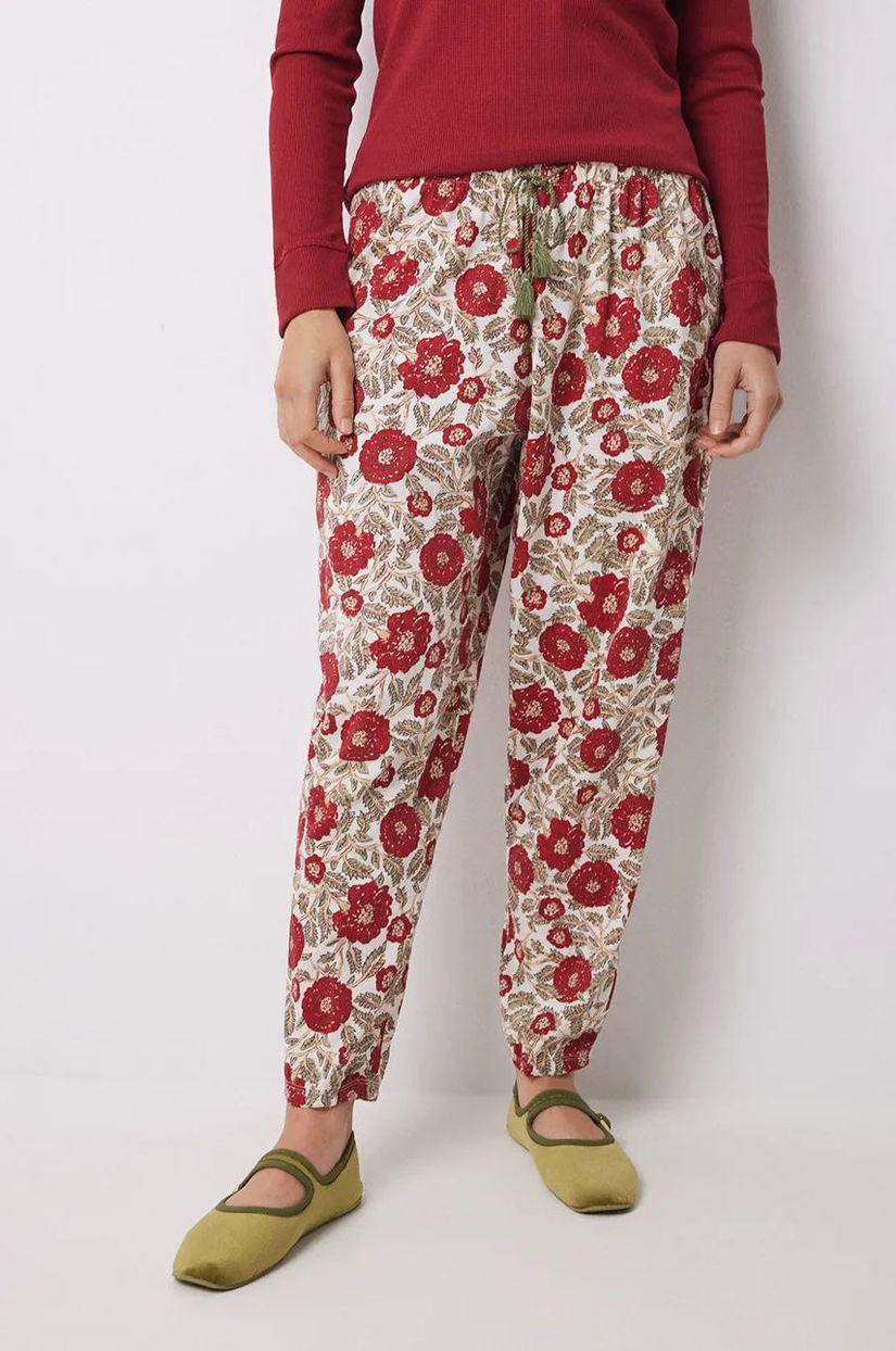 women'secret pantaloni pijama bumbac MIX AND MATCH LOVE ACTUALLY culoarea rosu, bumbac, 3708464