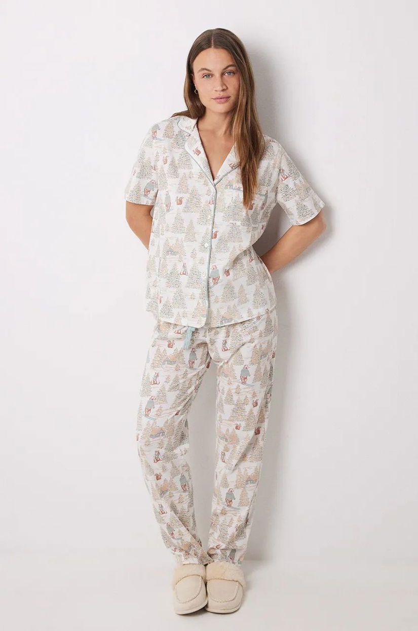 women'secret pijamale de bumbac DAILY TEDDY culoarea gri, bumbac, 3598083