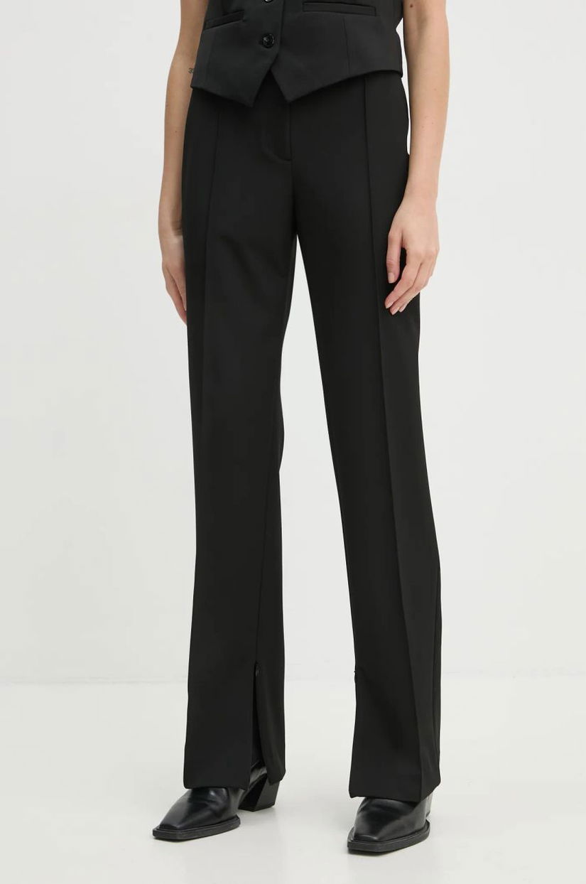 Samsoe Samsoe pantaloni SALOTI femei, culoarea negru, drept, high waist, F24400193