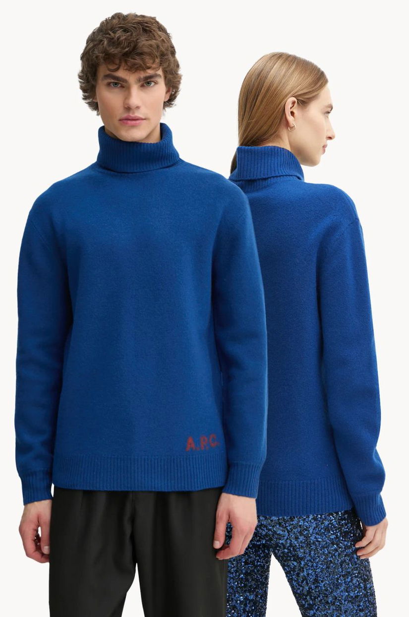 A.P.C. pulover de lana pull walter culoarea albastru marin, WVBDK.M23248