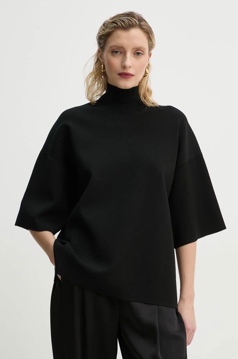 Theory pulover femei, culoarea negru, light, cu turtleneck, O1116707