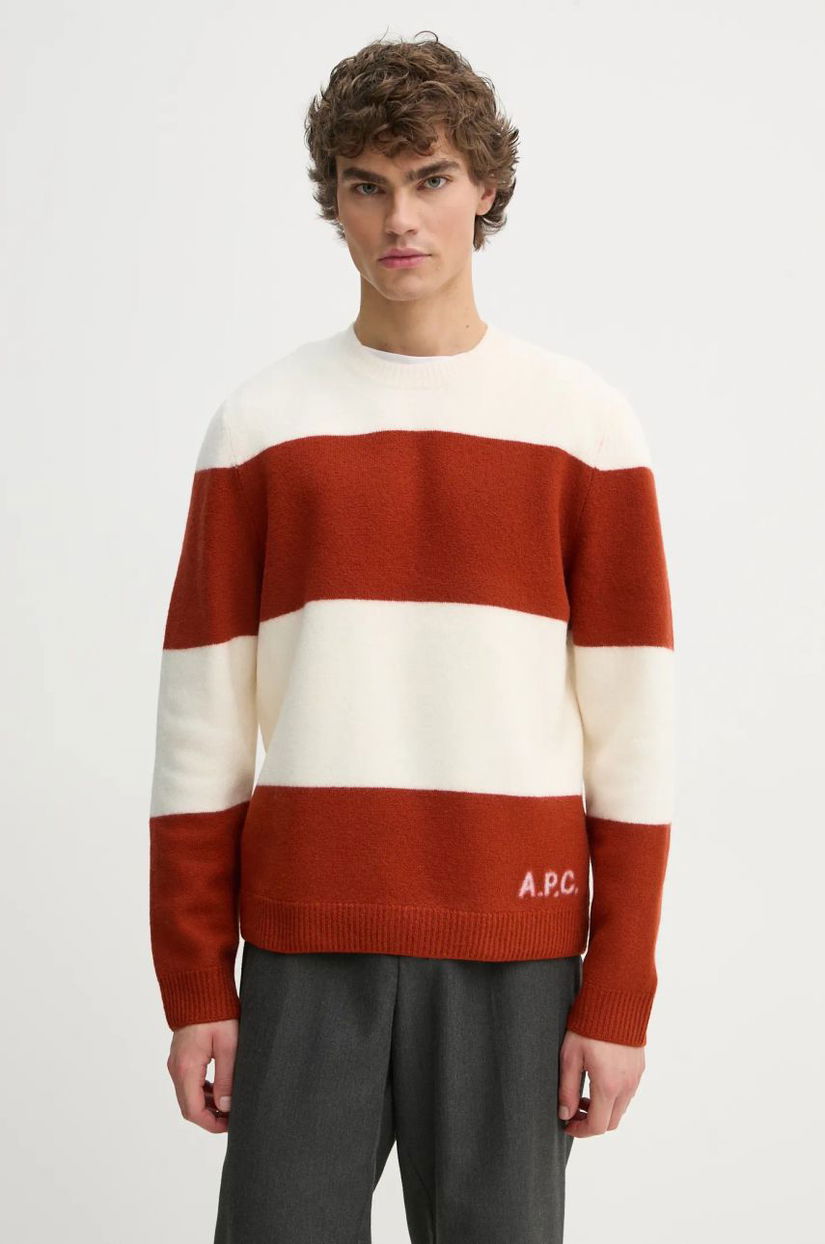 A.P.C. pulover de lana pull edwardo barbati, culoarea portocaliu, WVBDL.H23364