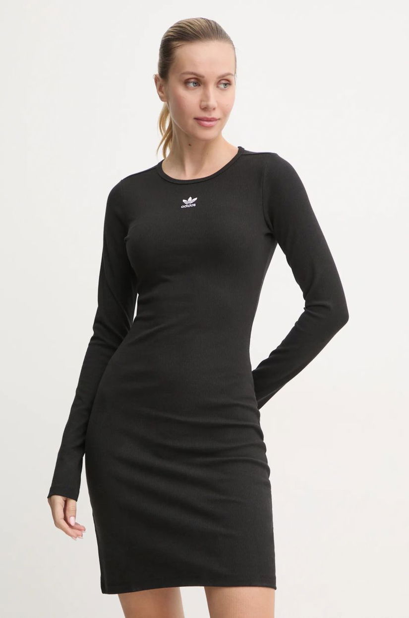 adidas Originals rochie culoarea negru, mini, mulata, IY9657