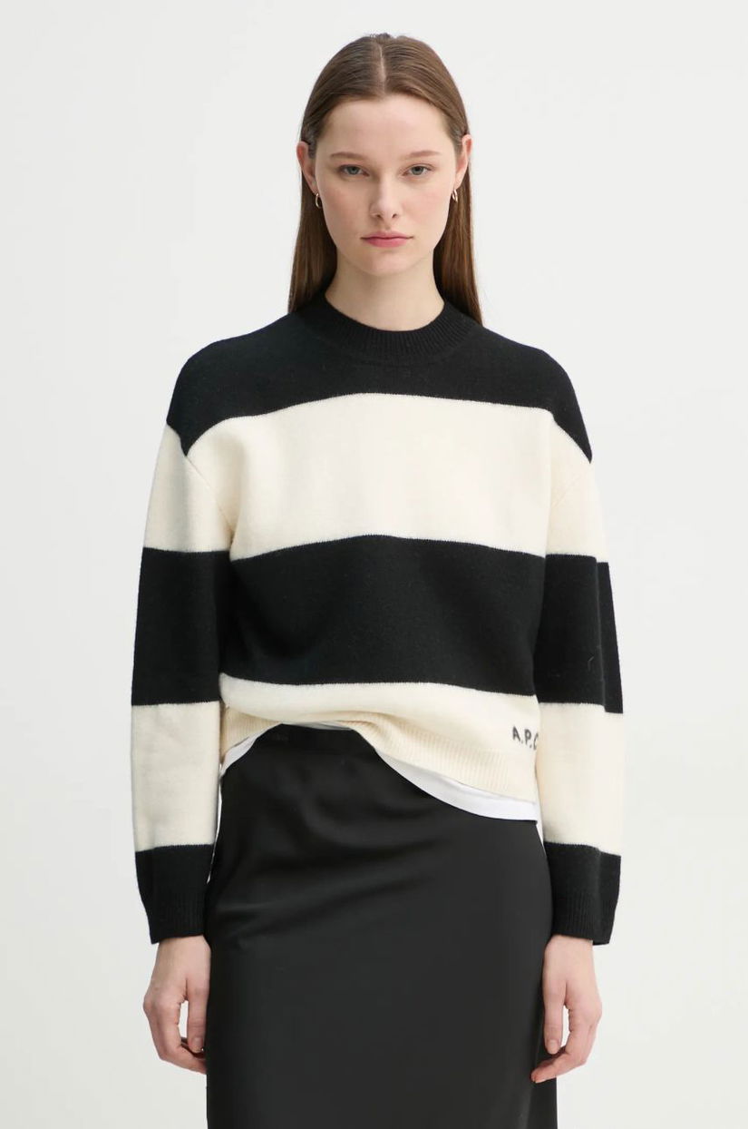 A.P.C. pulover de lana pull penny femei, culoarea negru, cu turtleneck, WVBDL.F23370