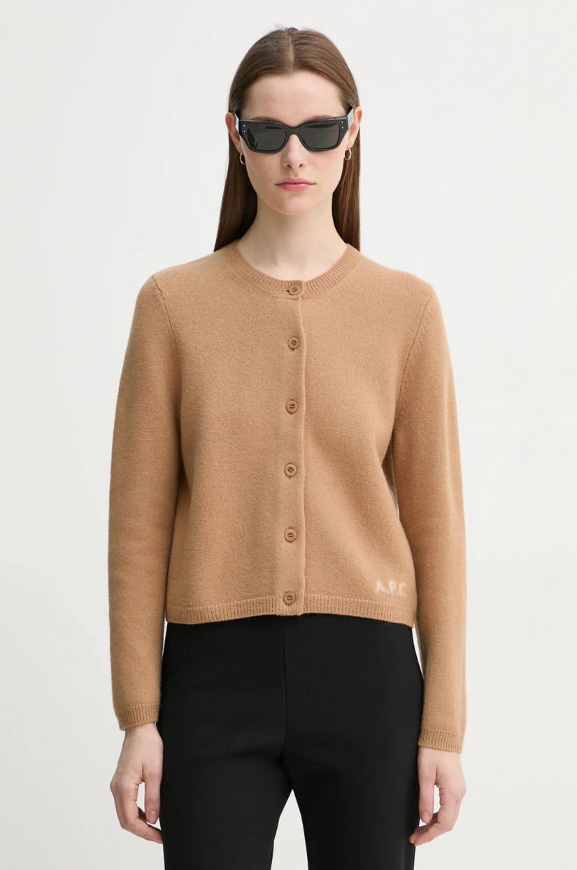 A.P.C. cardigan din lana cardigan mila culoarea maro, WVBDK.F22301