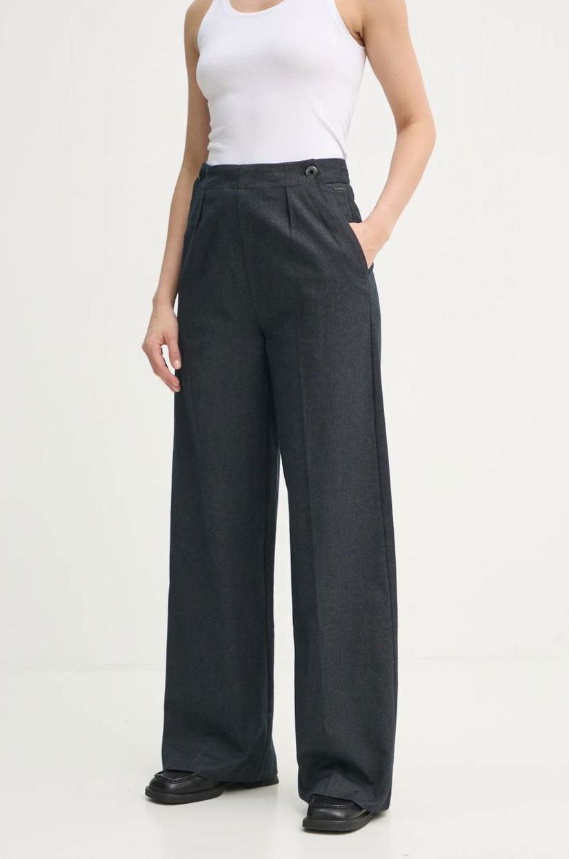 G-Star Raw pantaloni femei, culoarea albastru marin, lat, high waist, D25315-D722