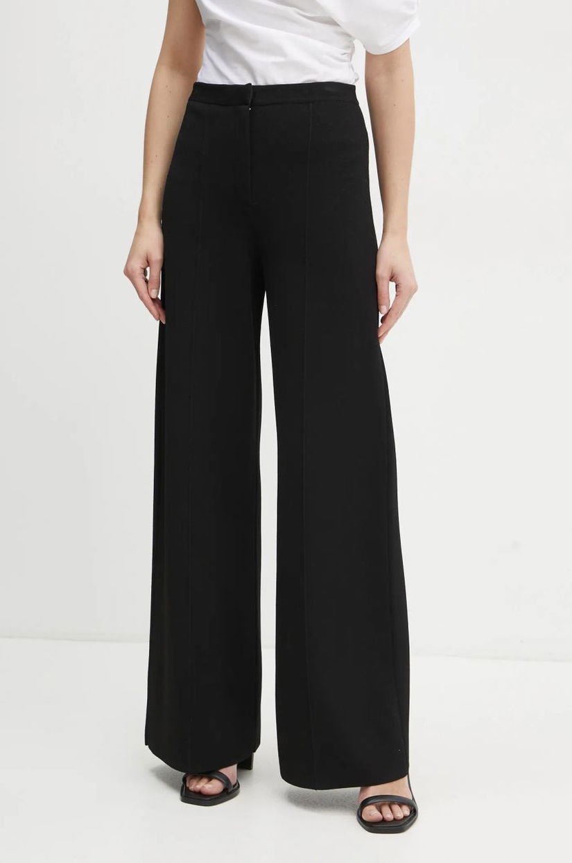 Theory pantaloni femei, culoarea negru, lat, high waist, O1116709