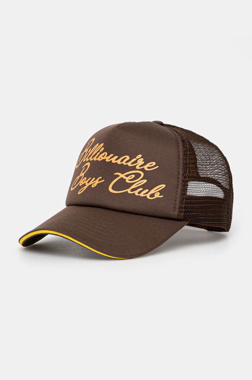 Billionaire Boys Club șapcă Script Trucker Cap culoarea maro, cu imprimeu, B24470