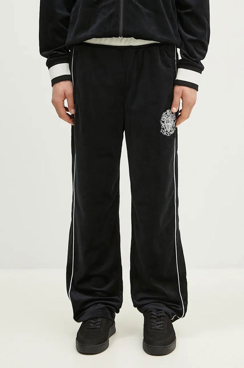 Billionaire Boys Club pantaloni de trening din velur Velour Track Pant culoarea negru, cu imprimeu, B24314