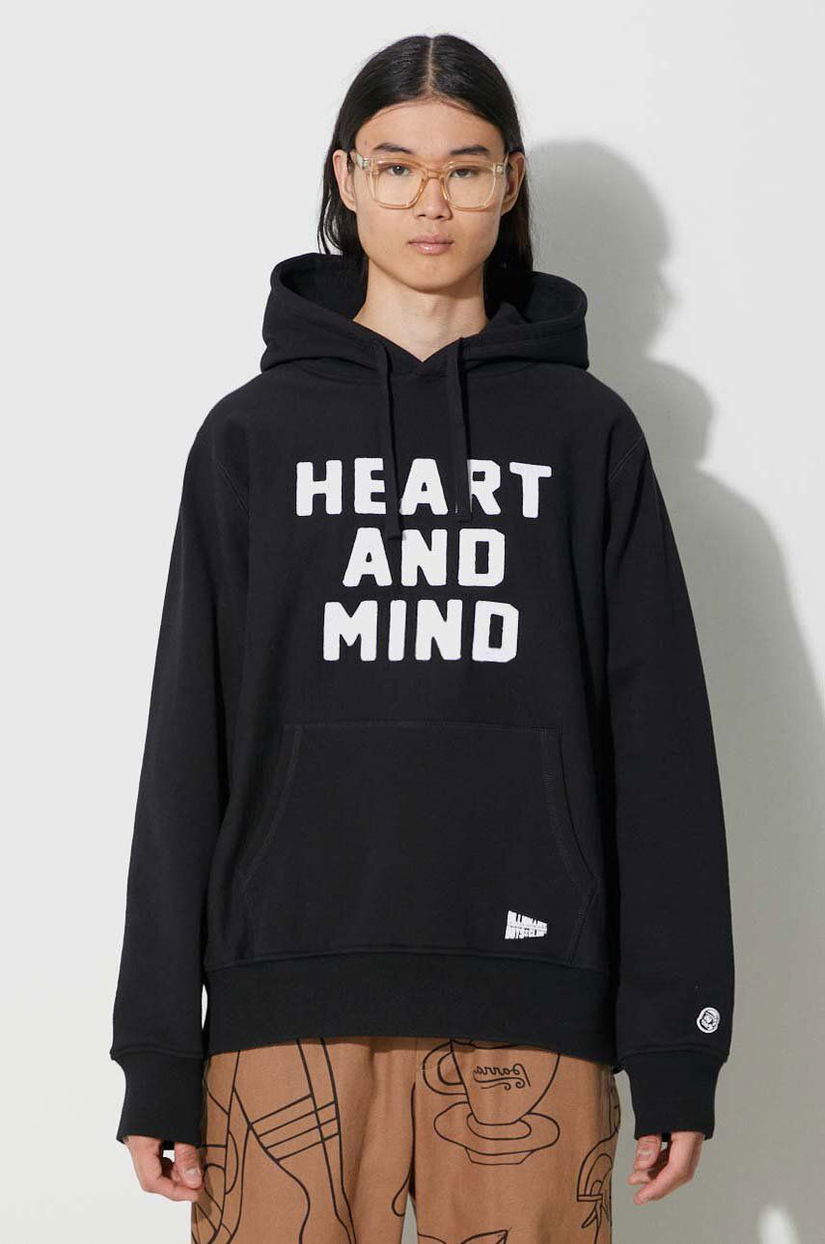 Billionaire Boys Club hanorac de bumbac Heart and Mind Popover bărbați, culoarea negru, cu glugă, cu imprimeu, B23433