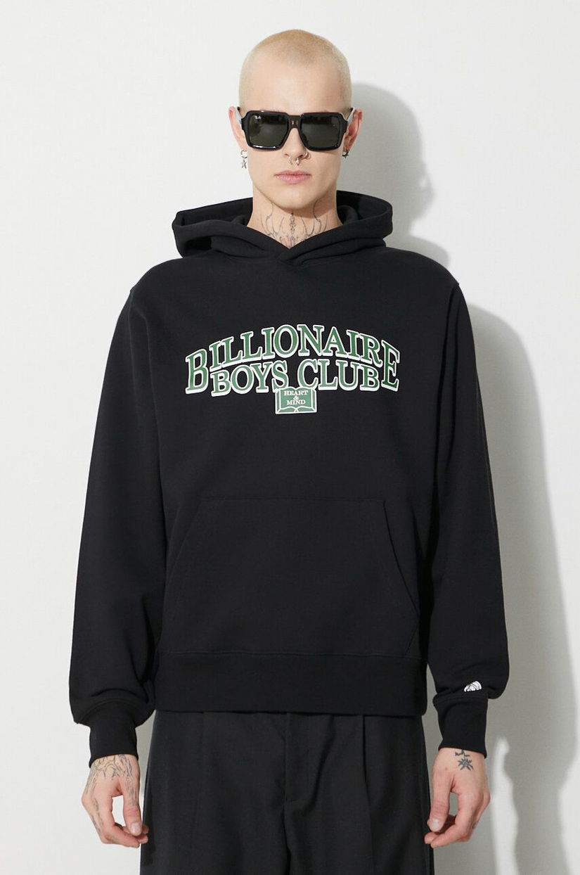 Billionaire Boys Club hanorac de bumbac Scholar Popover bărbați, culoarea negru, cu glugă, cu imprimeu, B23434