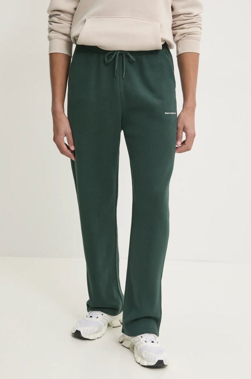 Abercrombie & Fitch pantaloni de trening culoarea verde, neted, KI134-4089