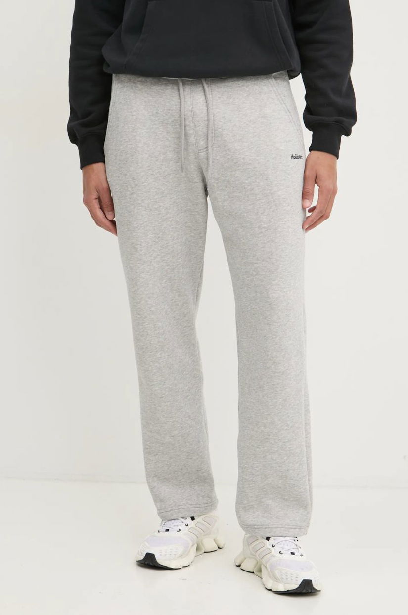 Hollister Co. pantaloni de trening din bumbac culoarea gri, melanj, KI334-4122