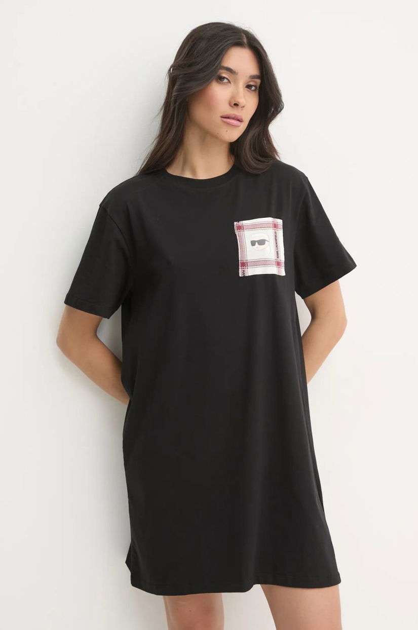 Karl Lagerfeld pijama femei, culoarea negru, bumbac, A1W45007