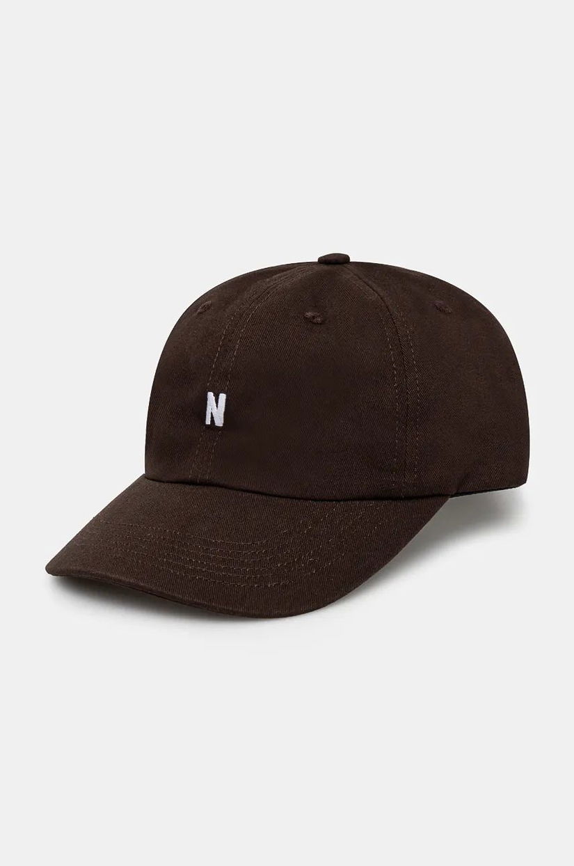 Norse Projects șapcă de baseball din bumbac Twill Sports Cap culoarea maro, cu imprimeu, N80.0001.2022