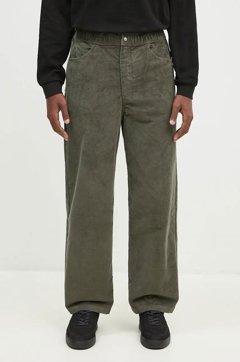 Norse Projects pantaloni de catifea cord Ragnar Relaxed Solotex Corduroy Pant culoarea verde, N25.0410.8098