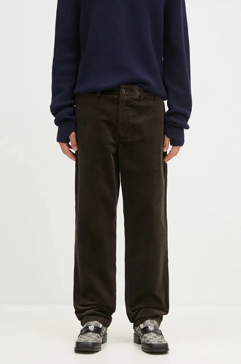 Norse Projects pantaloni de catifea cord Aros Regular Wide Wale Corduroy Chino culoarea maro, drept, N25.0407.2022