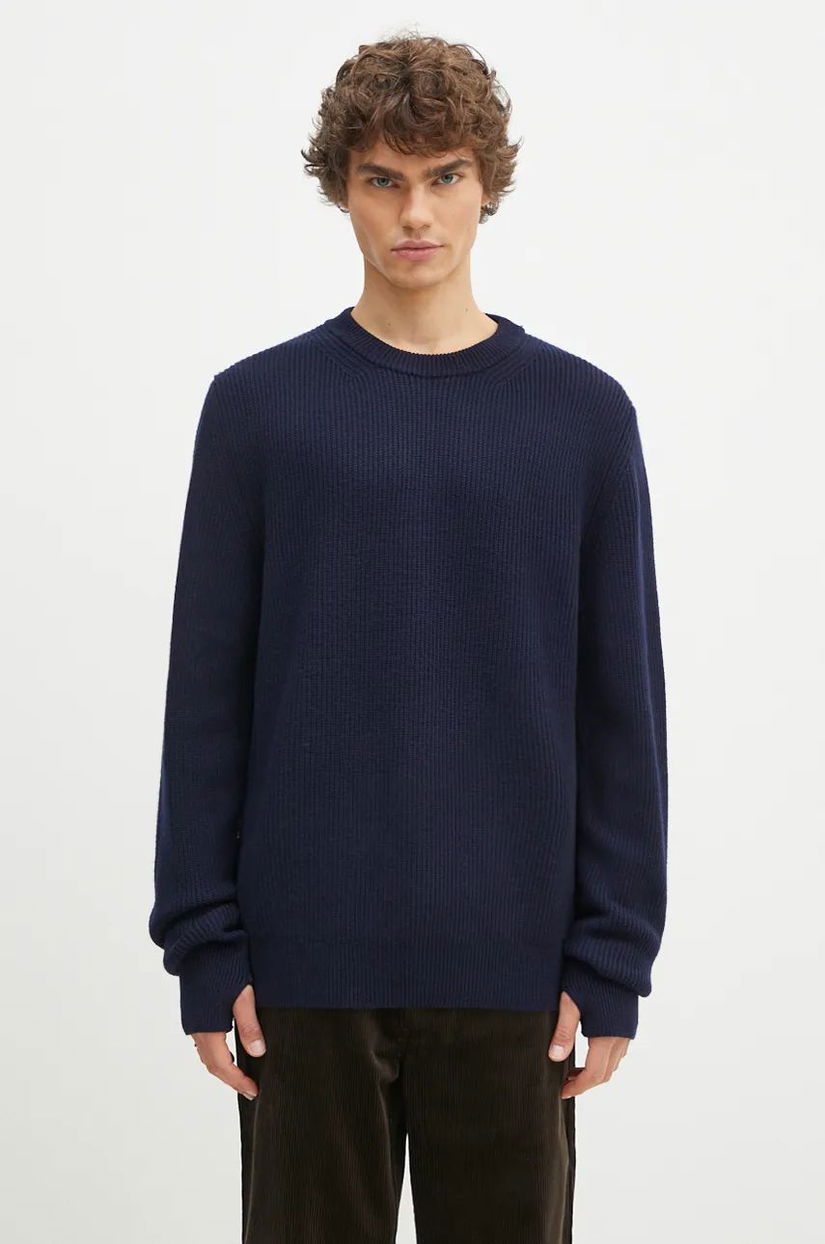 Norse Projects pulover de lână Henning Merino Crew bărbați, culoarea bleumarin, N45.0561.7004