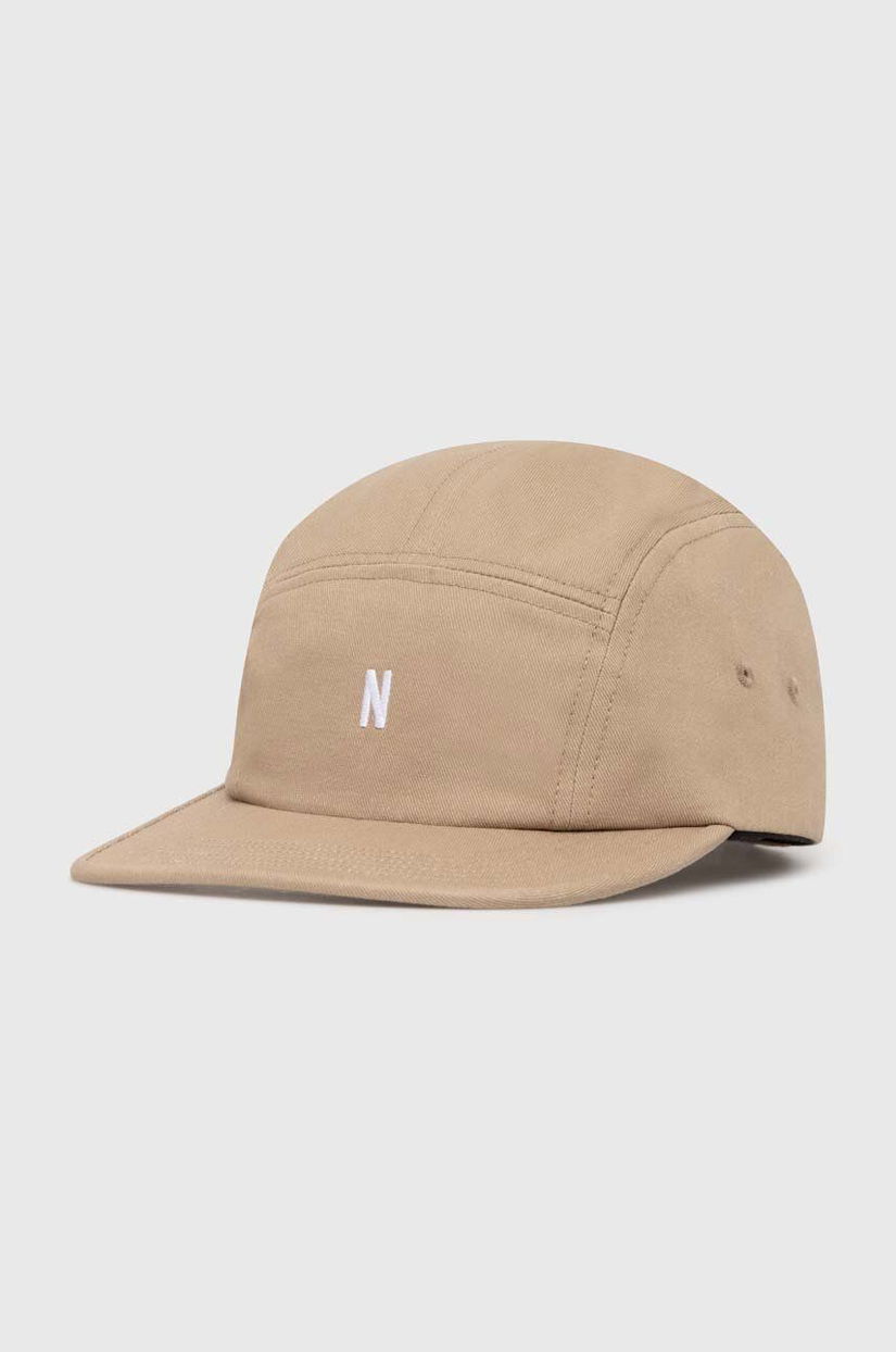 Norse Projects șapcă de baseball din bumbac Twill 5 Panel Cap culoarea bej, neted, N80.0126.0966