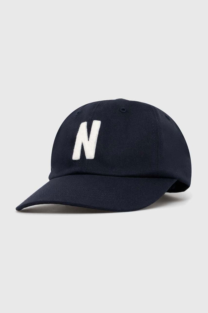 Norse Projects șapcă de baseball din bumbac Felt N Twill Sports Cap culoarea albastru marin, cu imprimeu, N80.0128.7004