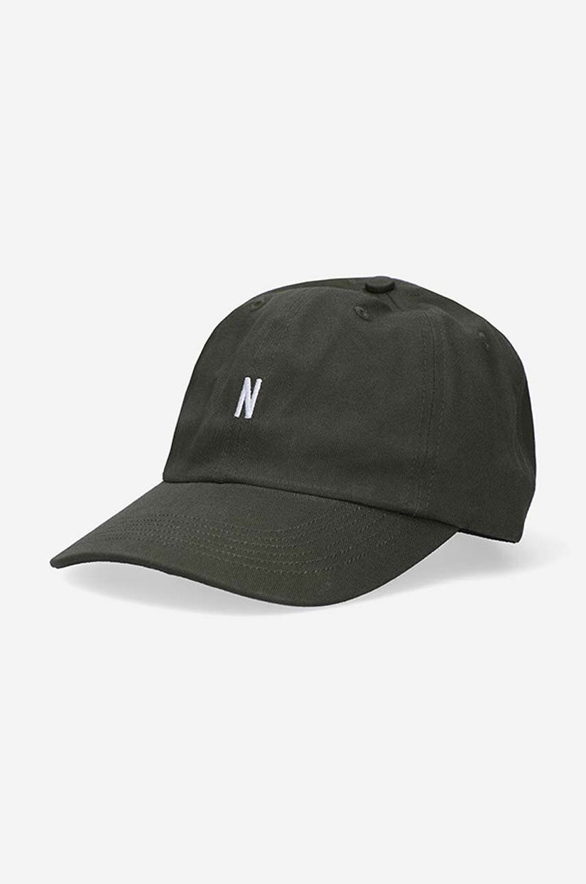 Norse Projects șapcă de baseball din bumbac Twill Sports Cap culoarea verde, uni N80.0001.8109