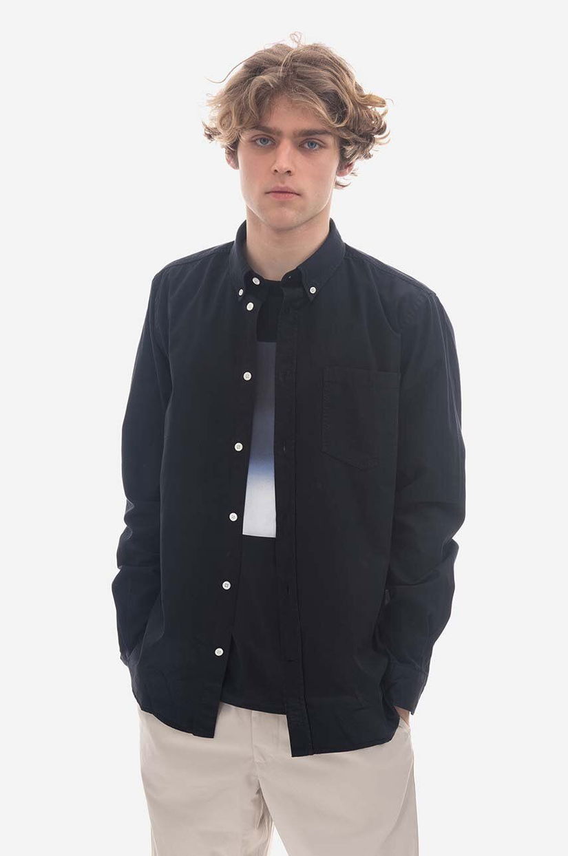 Norse Projects cămașă din bumbac Anton Light Twill bărbați, culoarea bleumarin, cu guler button-down, regular N40.0790.7004-7004