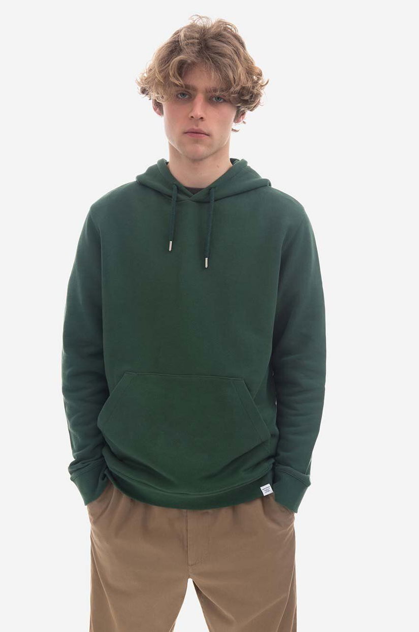 Norse Projects hanorac de bumbac Vagn Classic bărbați, culoarea verde, cu glugă, uni N20.1276.8112-8112