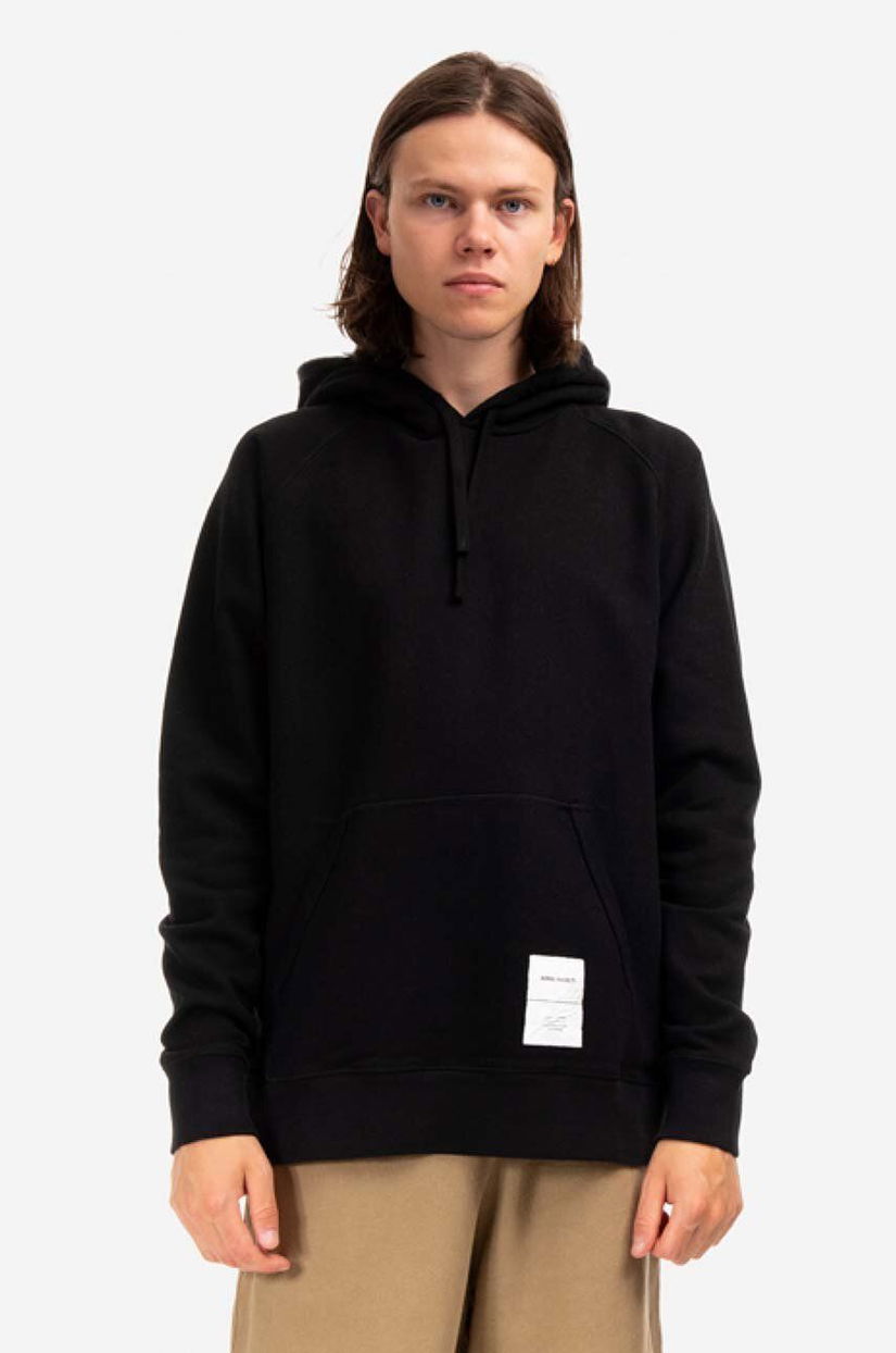 Norse Projects hanorac de bumbac Kristian Tab Series Hood bărbați, culoarea negru, cu glugă, uni N20.1294.9999-9999