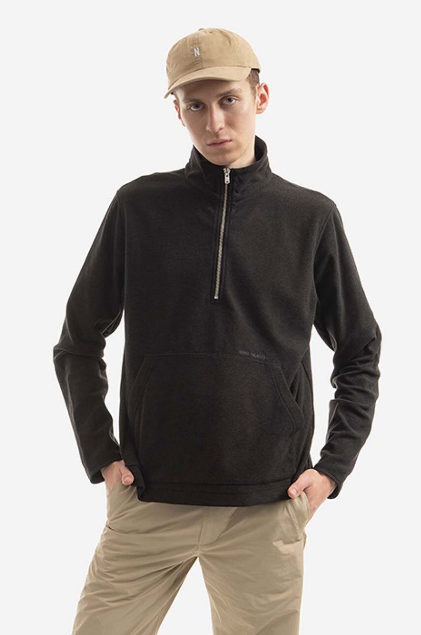 Norse Projects bluză Frederik Fleece Half Zip bărbați, culoarea negru, uni N20.1286.9999-9999