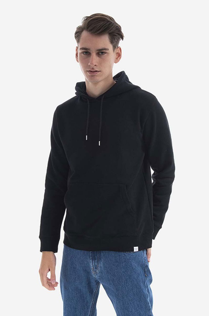 Norse Projects hanorac de bumbac Vagn Classic Hood bărbați, culoarea negru, cu glugă, uni N20.1276.9999-9999