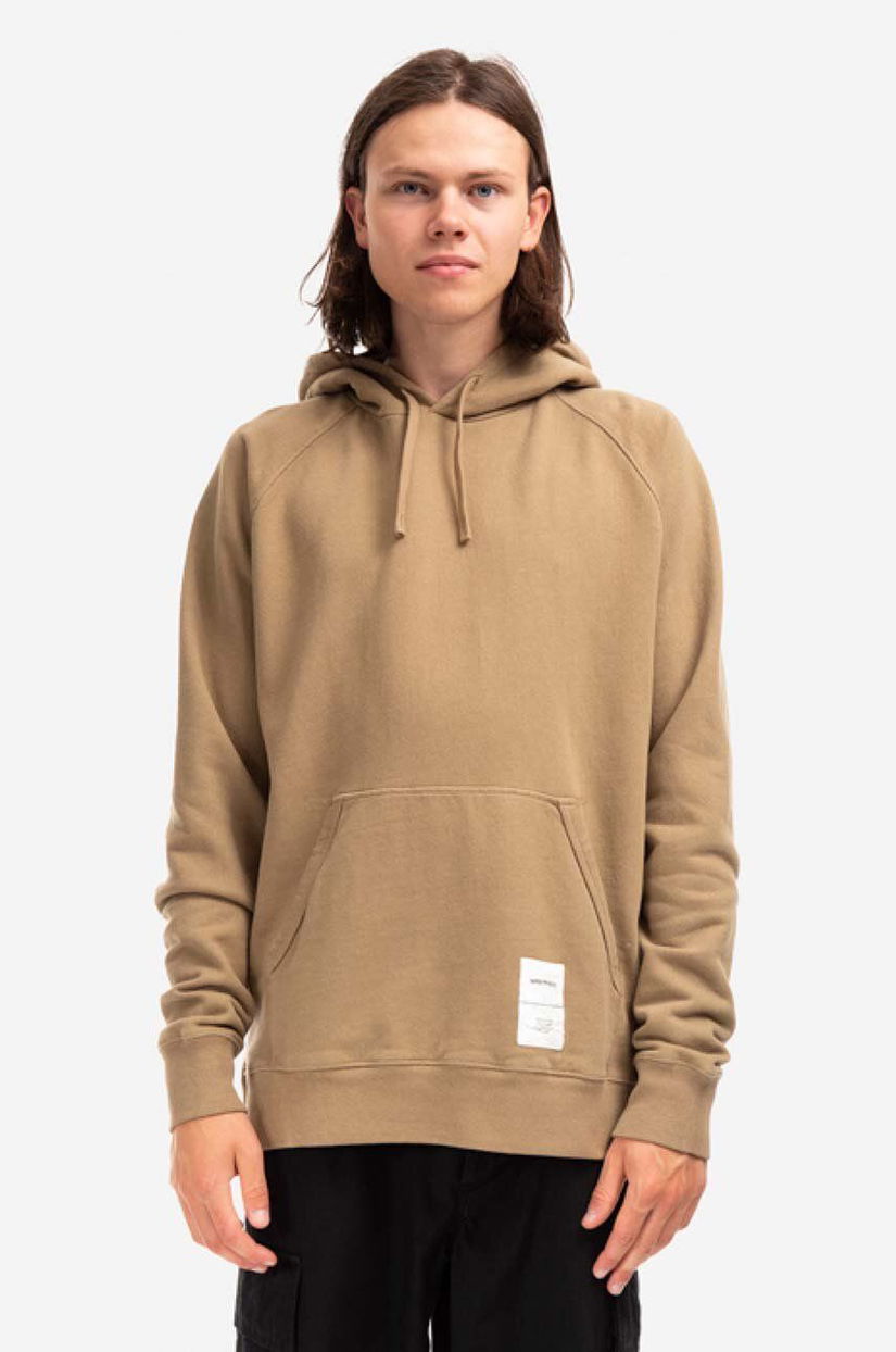 Norse Projects hanorac de bumbac Kristian Tab Series Hood bărbați, culoarea maro, cu glugă, uni N20.1294.0966-0966