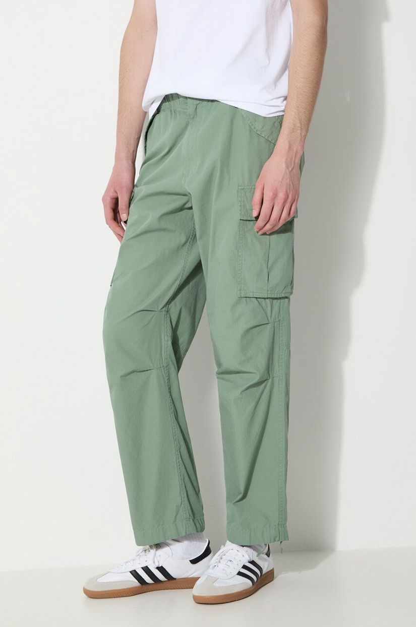 thisisneverthat pantaloni de bumbac culoarea verde, drept, TN241WPARP02