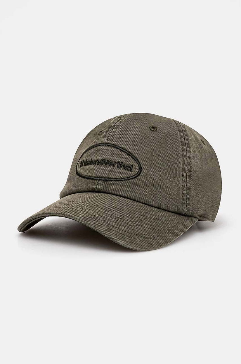 thisisneverthat șapcă de baseball din bumbac Overdyed E/T-Logo Cap culoarea verde, cu imprimeu, TN240WHWBC02