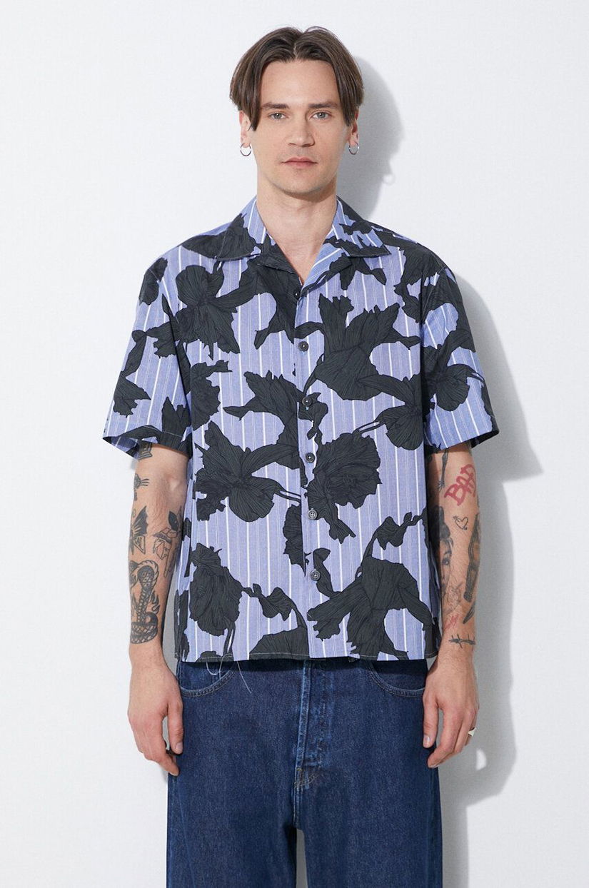 Neil Barrett camasa din bumbac Boxy Bold Flowers Print Short Sleeve Shirt barbati, regular, MY60214A-Y059-765N