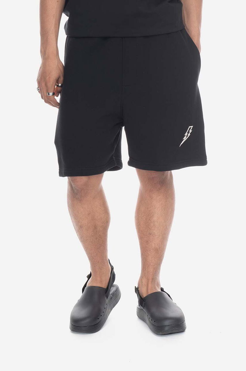 Neil Barett pantaloni scurți din bumbac culoarea negru PBJP060.U509-01